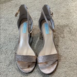 Betsey Johnson Gold Glitter Heels with ankle strap